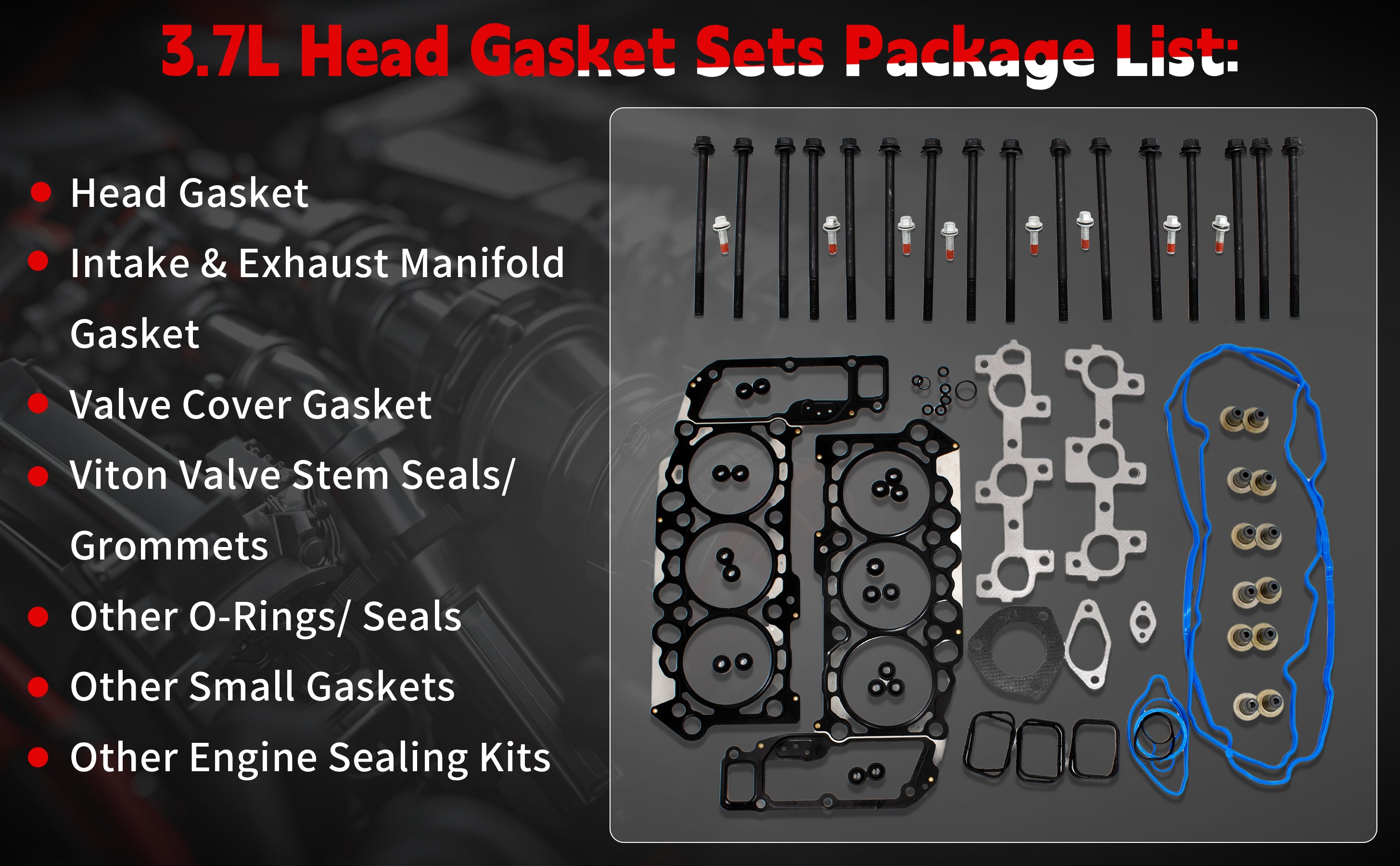 2005-2012 Dodge/Jeep 3.7L V6 SOHC Head Gasket Set with Head Bolts 技术细节 1