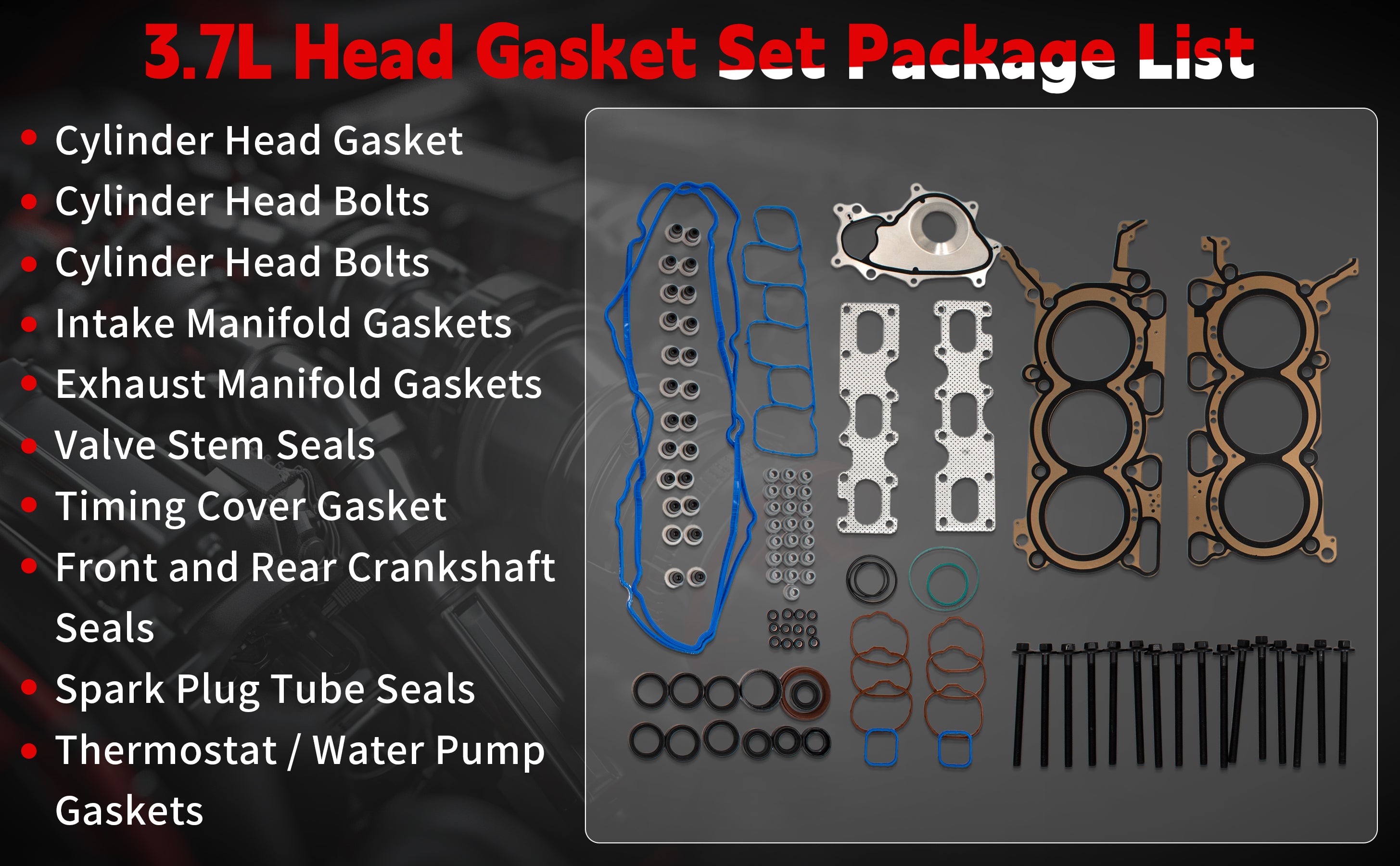 2011-2019 Ford 3.7L V6 DOHC MLS Head Gasket Set with Bolts 技术细节 1