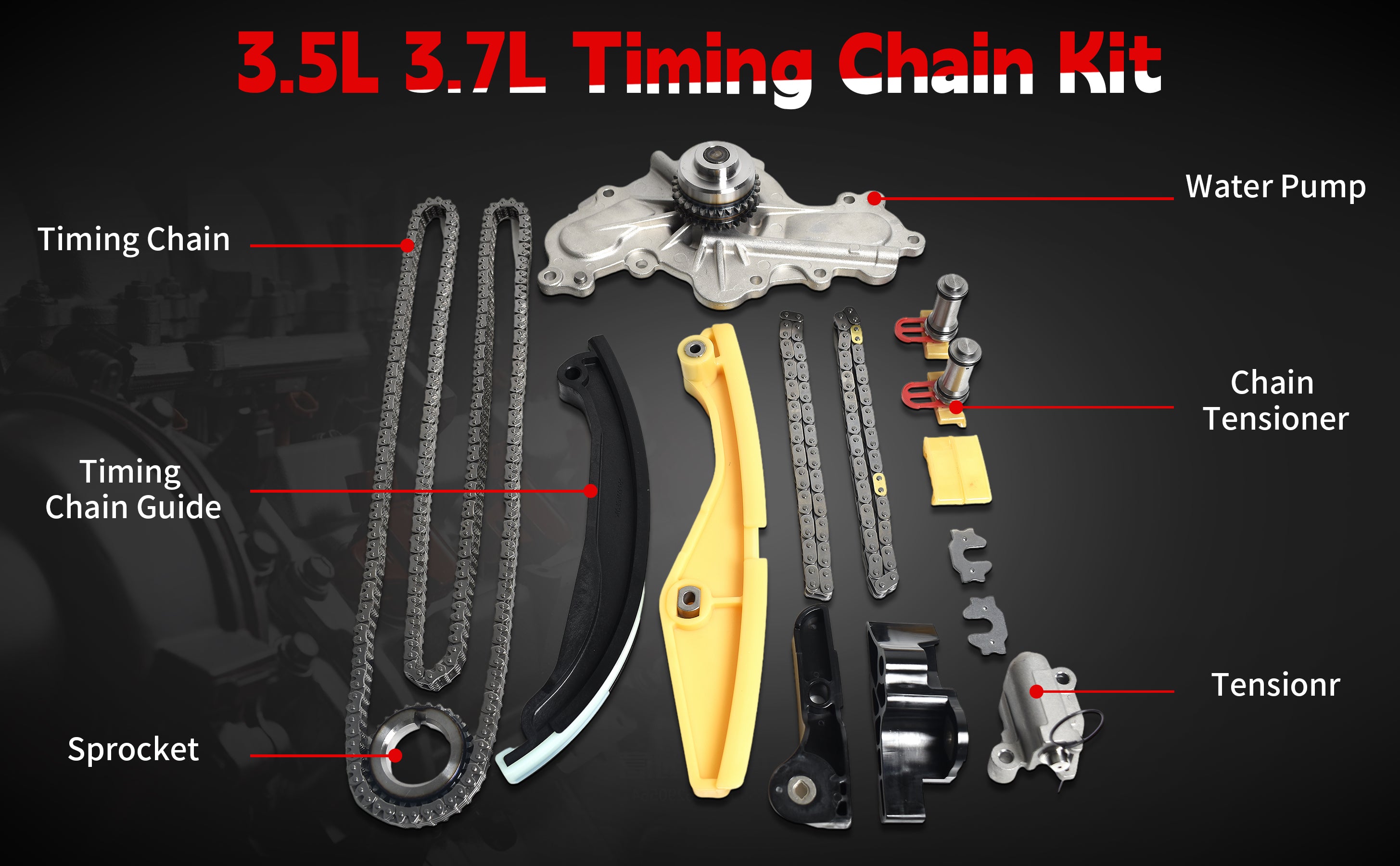 2011-2019 Ford/Lincoln 3.5L 3.7L V6 Timing Chain Kit: w/ Internal Water Pump 技术细节 2