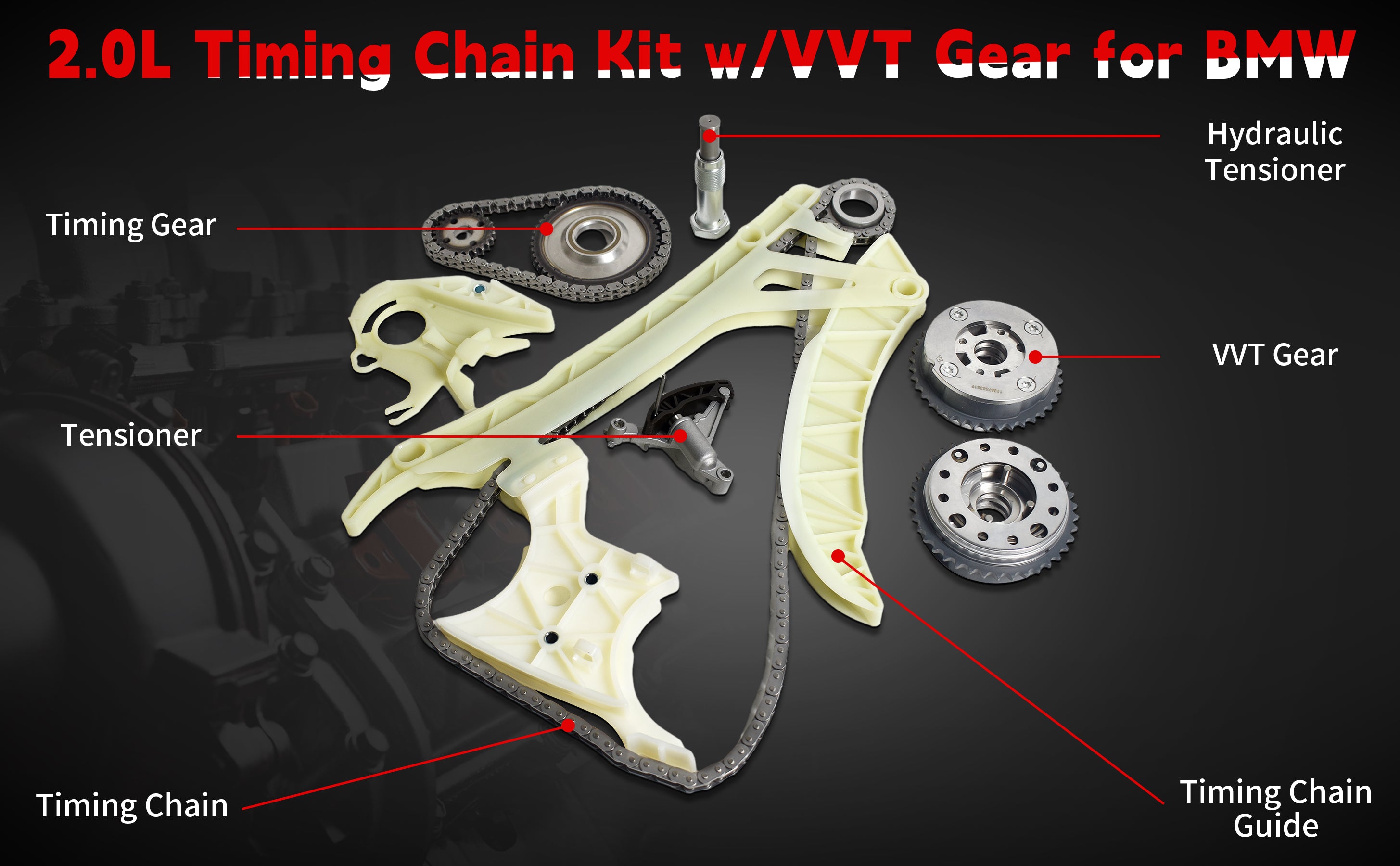 2011-2018 BMW N20/N26 2.0L Turbo Timing Chain Kit w/ VVT Camshaft Adjuster Gears 技术细节 2