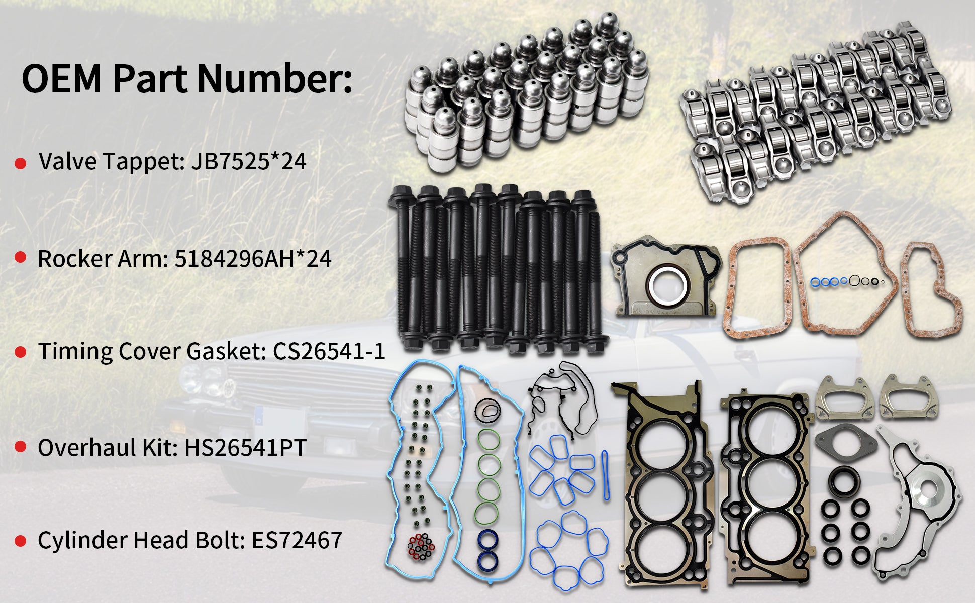 2011-2016 Dodge/Jeep 3.6L Pentastar V6 Complete Valvetrain Kit: 4x Camshafts, Rocker Arms, Lifters & Tools 技术细节 1