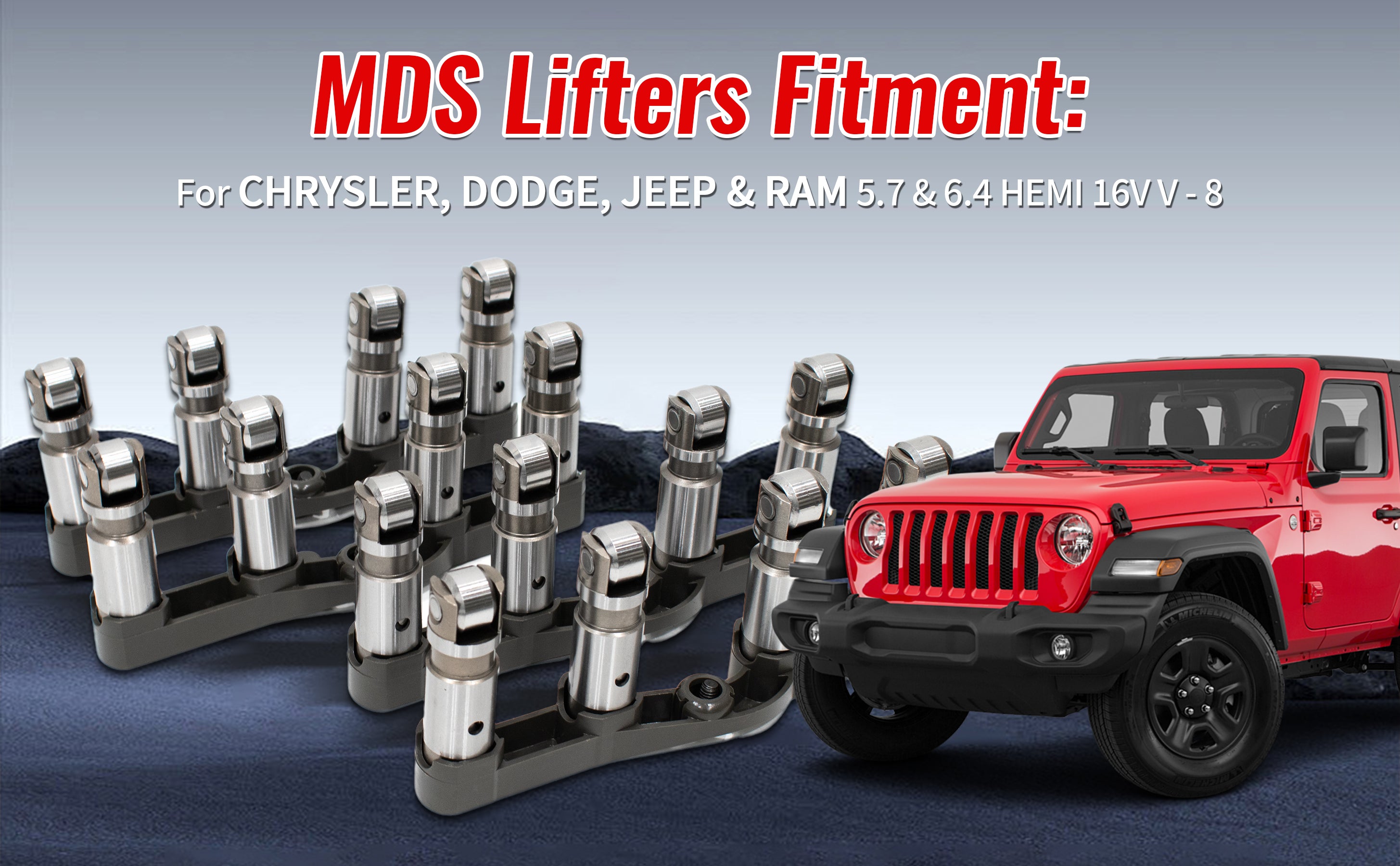 2005-2021 Chrysler Dodge Jeep 5.7L 6.4L HEMI V8 MDS Valve Lifter & Yoke Guide Kit (Set of 16 - 8 MDS & 8 Standard) 技术细节 1