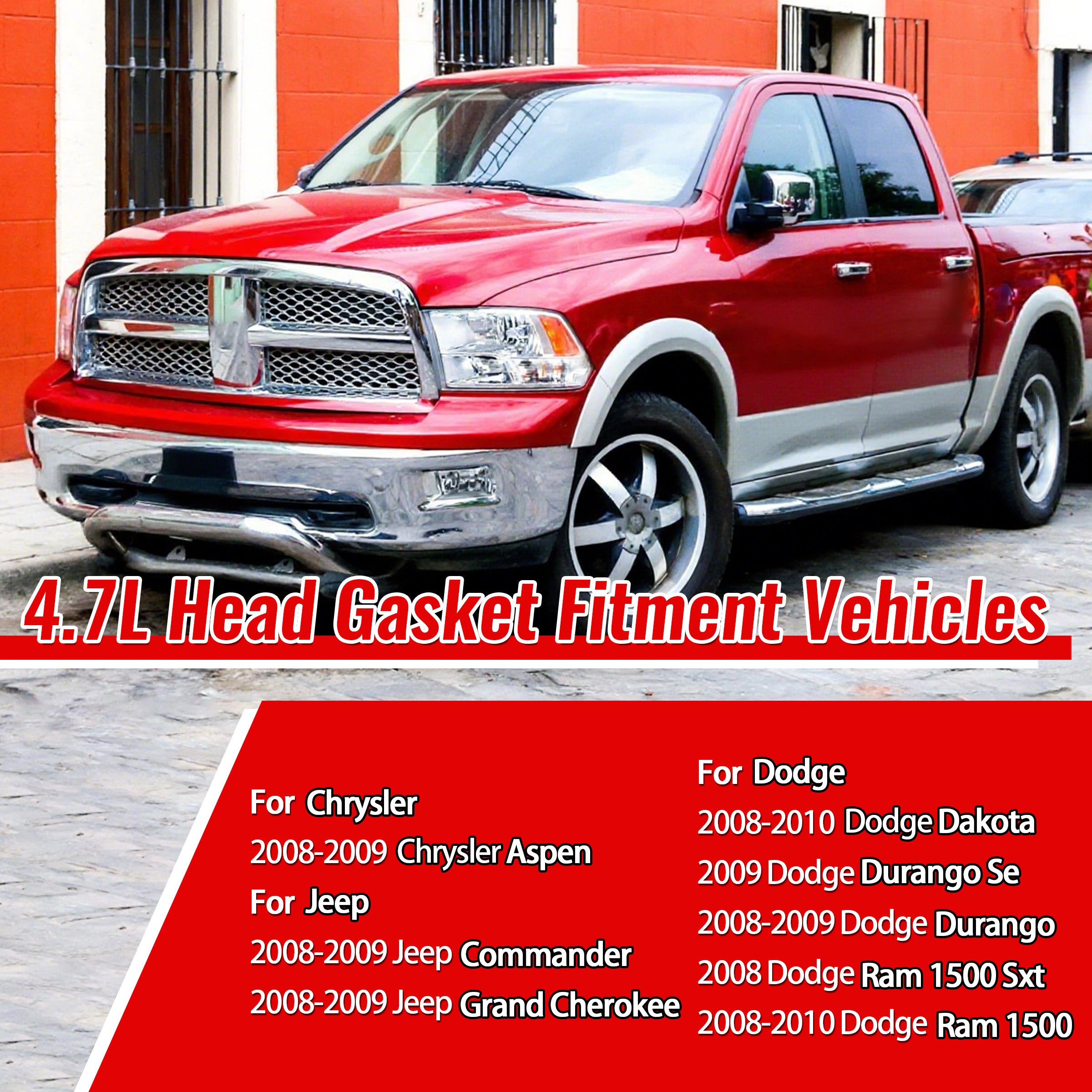 Vehicle Fitment List for TREXCAR DXBKIT-022 Head Gasket Kit - Dodge Ram Jeep 4.7L