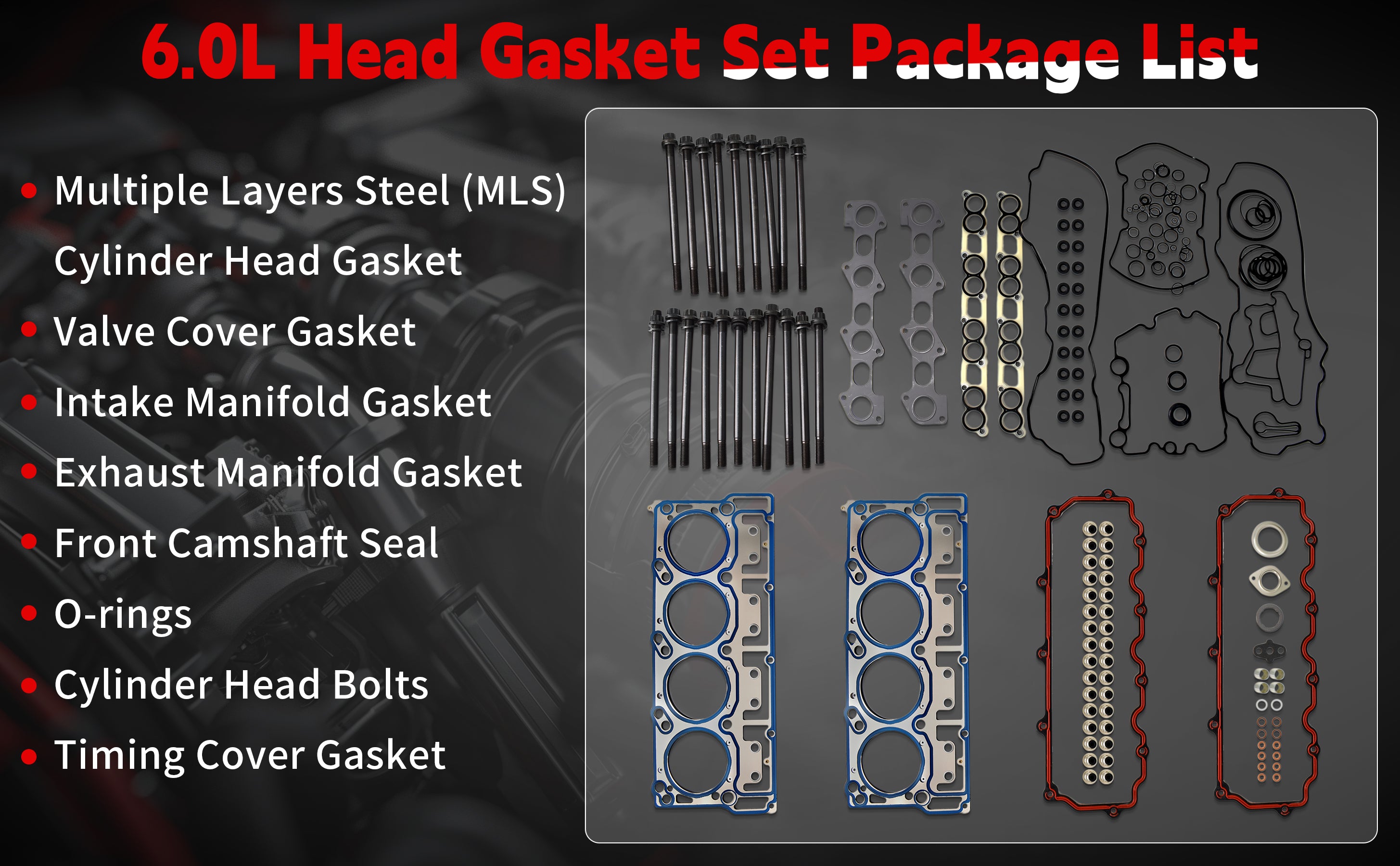 2003-2010 Ford F-250 Super Duty 6.0L V8 Diesel Full Gasket Set with Bolts 技术细节 1