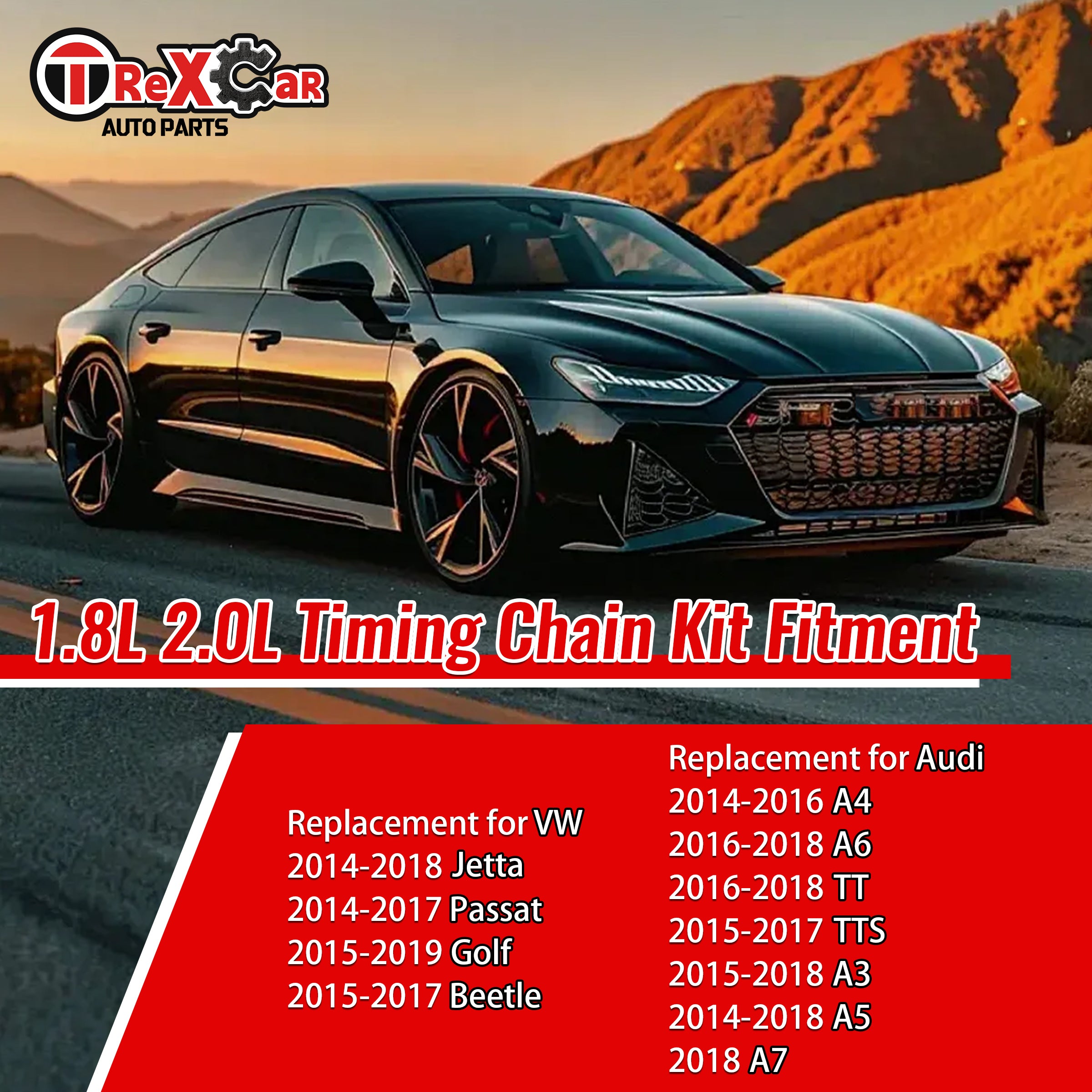 Vehicle Fitment List for TREXCAR LT-021 Timing Chain Kit - VW Jetta Golf Audi A4 A6 1.8L 2.0L