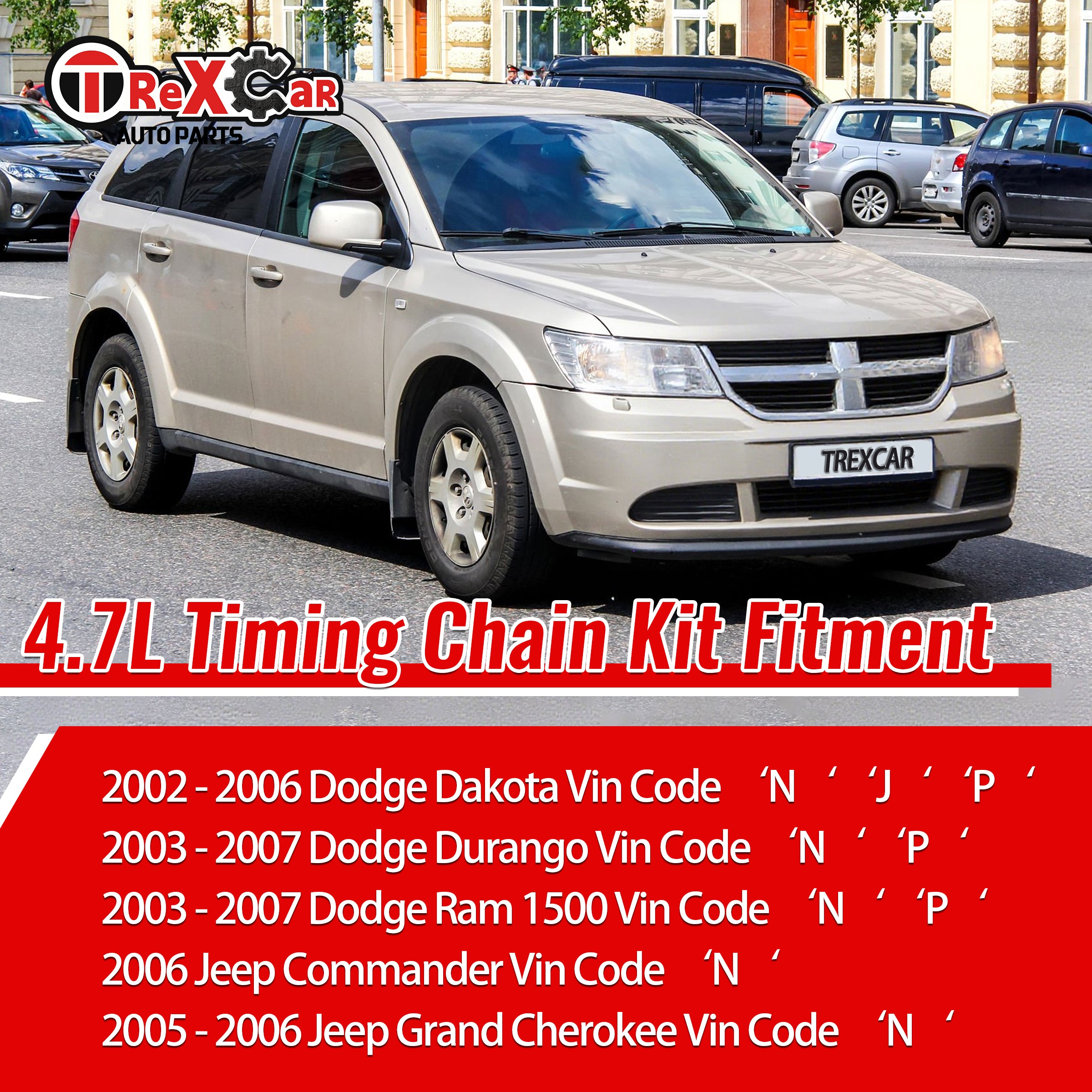 TREXCAR LT-003 Engine Timing Kit Fitment Guide for Dodge Ram 1500 Dakota Jeep Grand Cherokee 4.7L V8