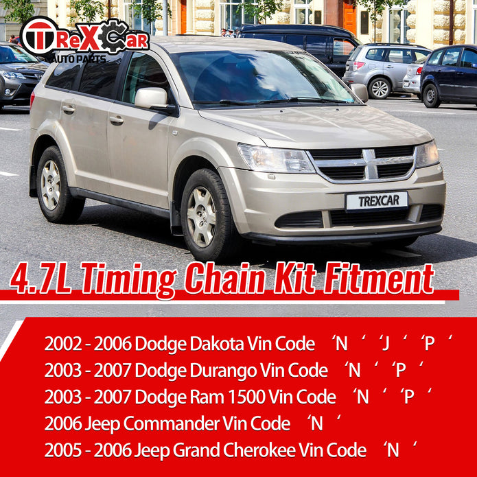 TREXCAR LT-003 Engine Timing Kit Fitment Guide for Dodge Ram 1500 Dakota Jeep Grand Cherokee 4.7L V8