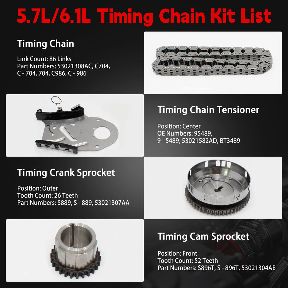 TREXCAR LT-005 Complete Timing Chain Kit with VVT Cam Phasers for Ford F150 5.4L 3-Valve Triton V8 Engine OE Number