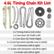 TREXCAR LT-016 Ford 4.6L 5.4L 2-Valve V8 Timing Chain Kit Components and Package List