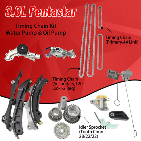 TREXCAR LTKIT-001 3.6L Pentastar V6 Engine Primary and Secondary Timing Chains Breakdown