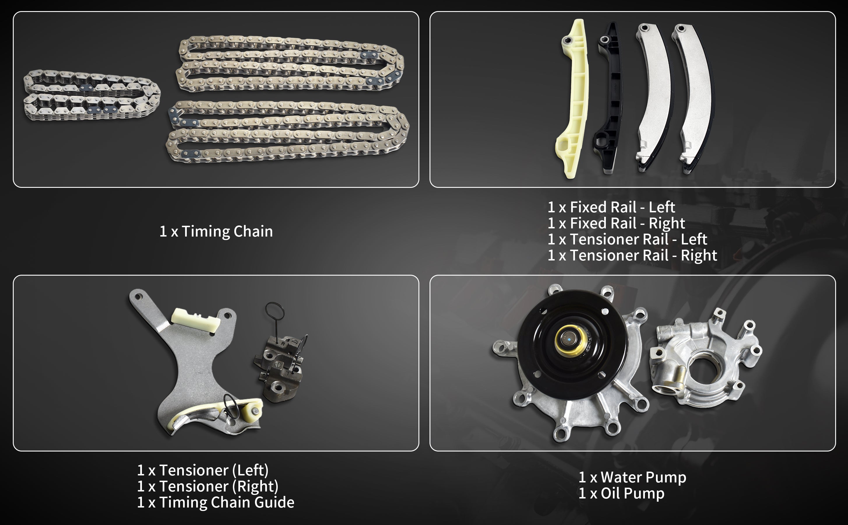 2002-2012 Jeep/Dodge 3.7L V6 Complete Timing Chain Kit: w/ Oil Pump & Water Pump (NGC Code "K") 技术细节 3