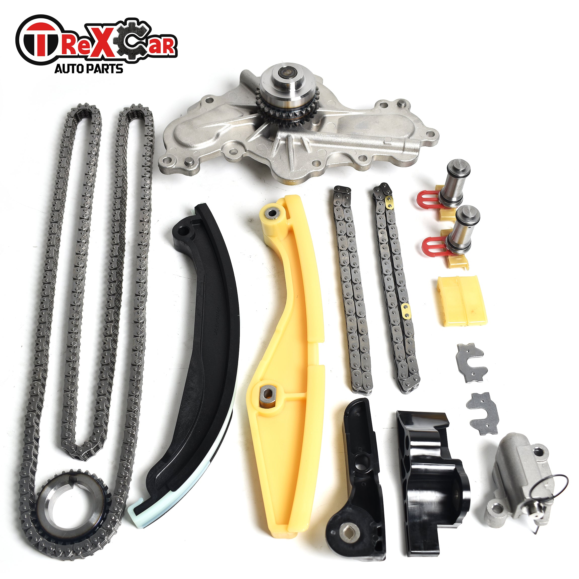 TREXCAR LTKIT-012 Master Timing Chain Kit with Internal Water Pump for Ford Lincoln 3.5L 3.7L V6 Engine