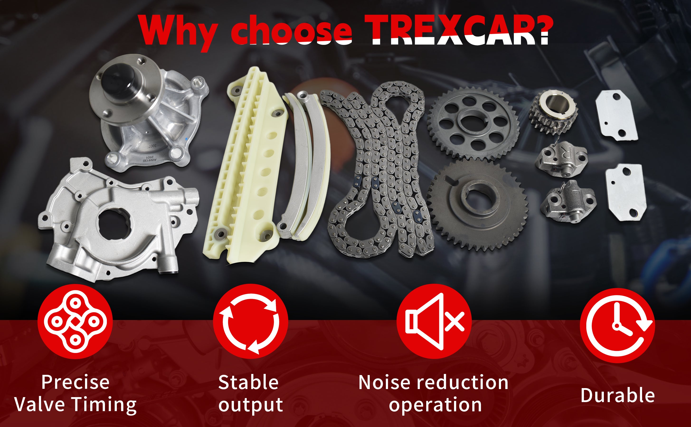 2001-2010 Ford/Lincoln 4.6L V8 Windsor Complete Timing Chain Kit: w/ Oil & Water Pump 技术细节 2
