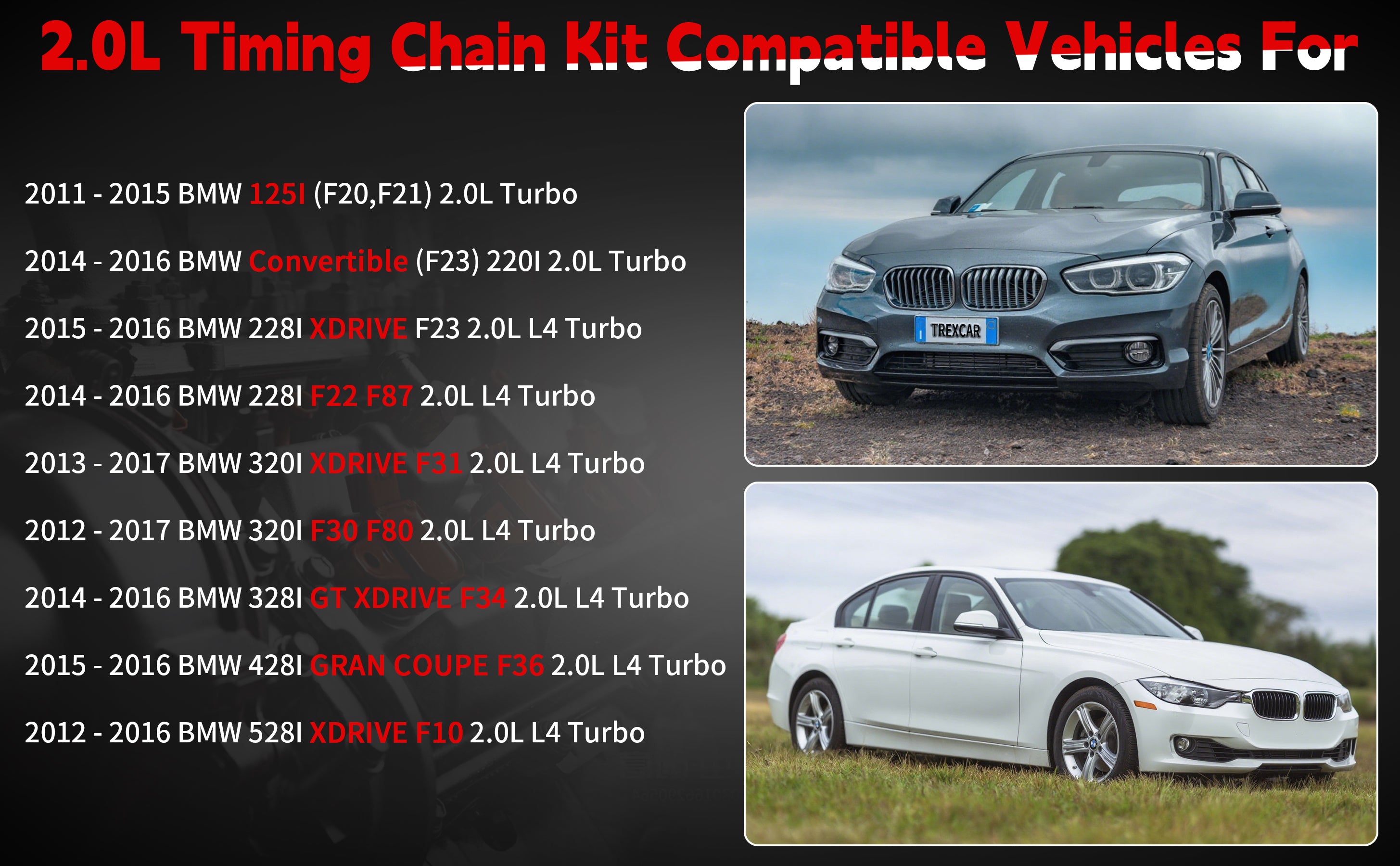 2011-2018 BMW N20/N26 2.0L Turbo Timing Chain Kit w/ VVT Camshaft Adjuster Gears 技术细节 1