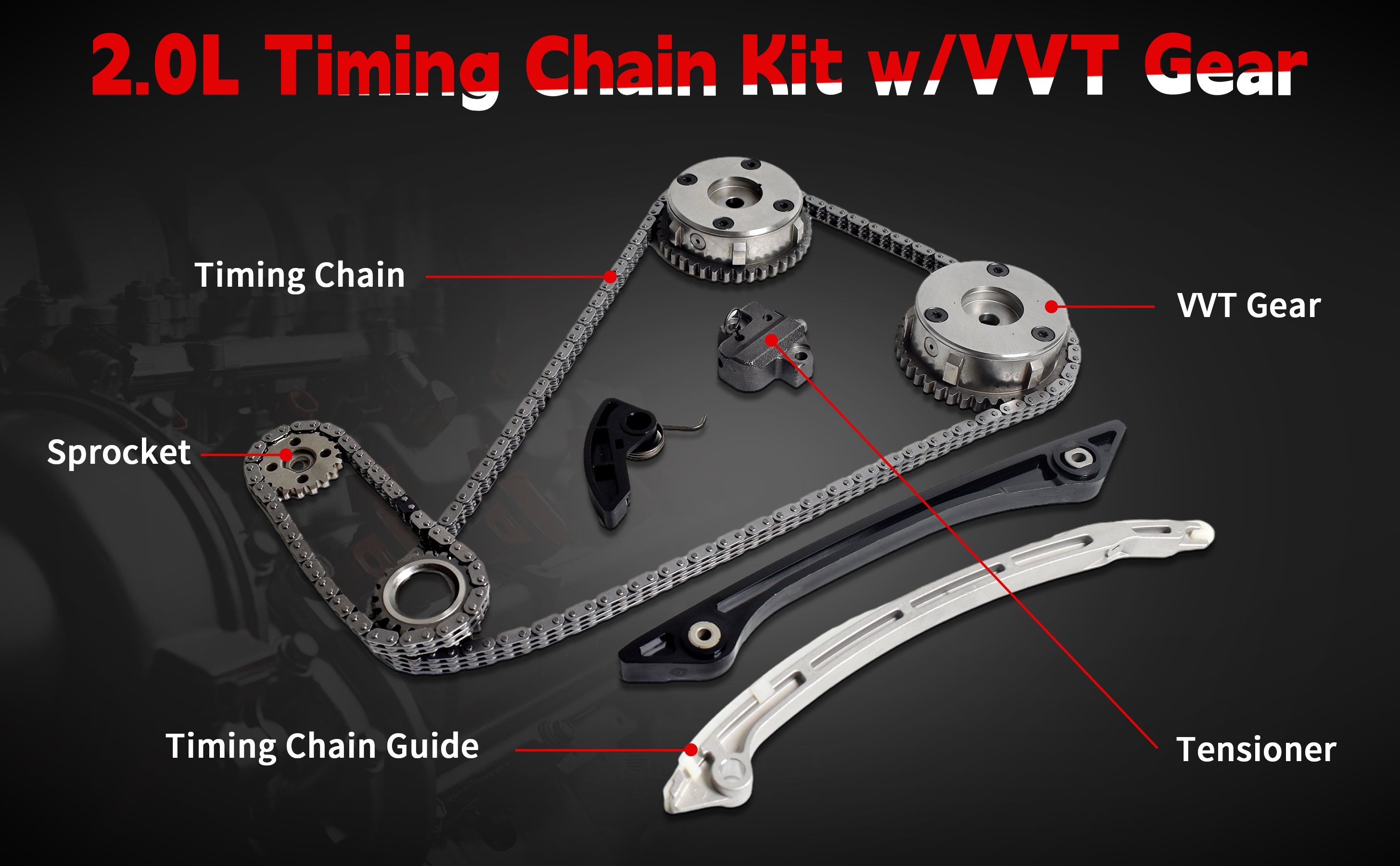 2011-2018 Land Rover 2.0L Complete Timing Chain Kit: w/ Intake & Exhaust VVT Gears 技术细节 3