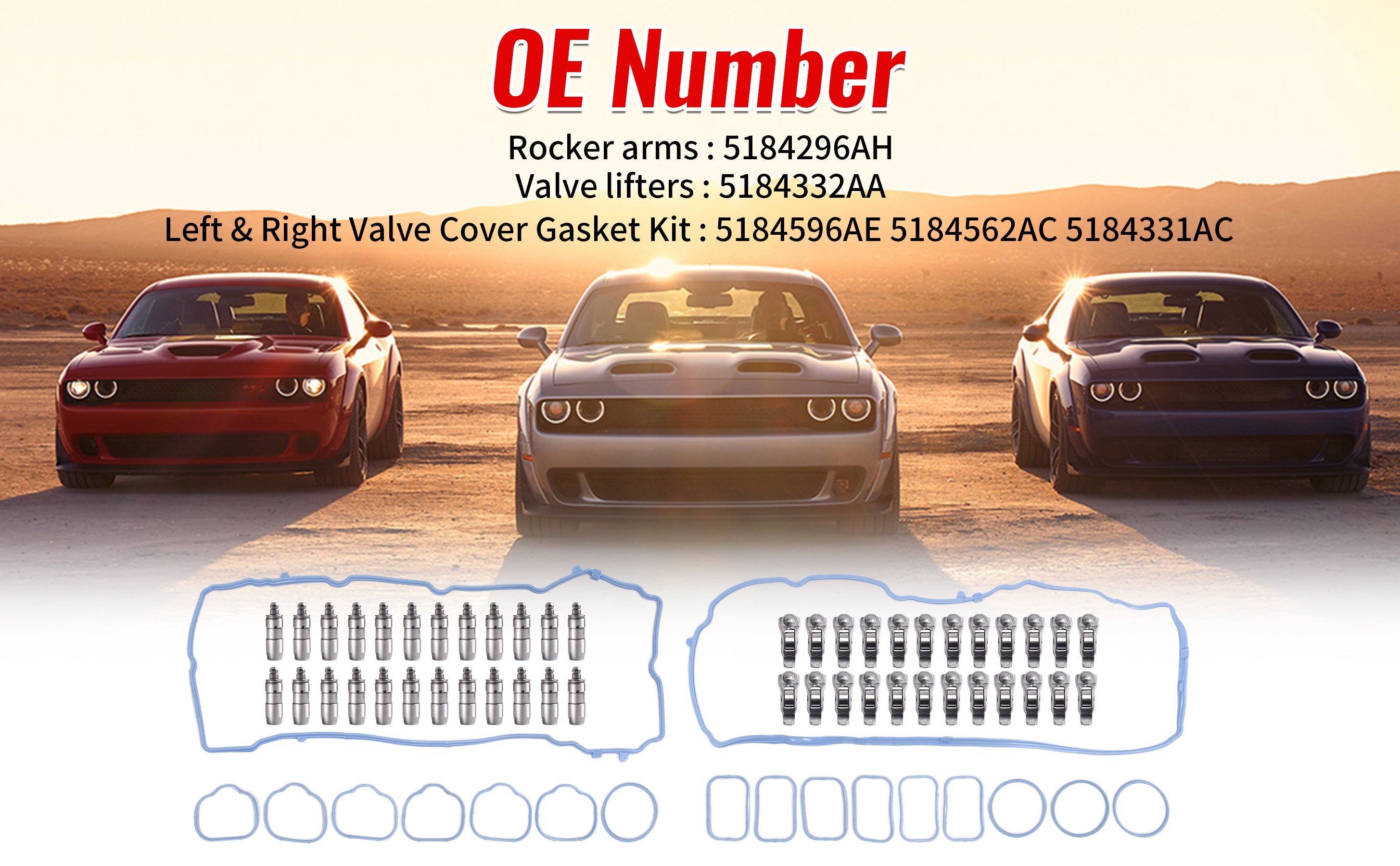 2011-2021 Dodge/Jeep 3.6L Pentastar V6 Valvetrain Essential Kit: Rocker Arms & Valve Lifters w/ Gaskets 技术细节 1
