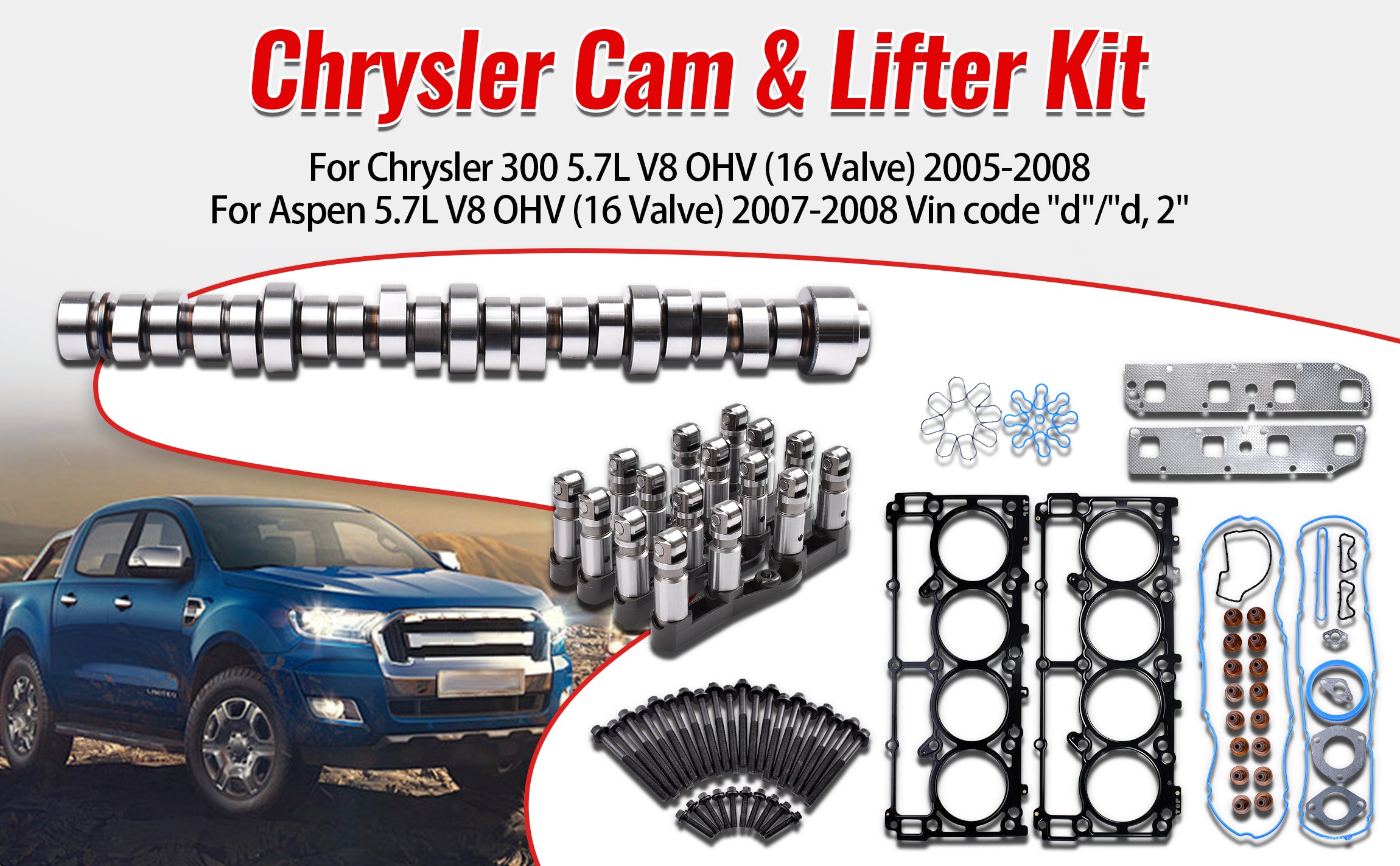2005-2008 Dodge/Jeep Pre-VVT 5.7L HEMI V8 Top-End Rebuild Kit: MDS Camshaft, Lifters & Head Gaskets 技术细节 3