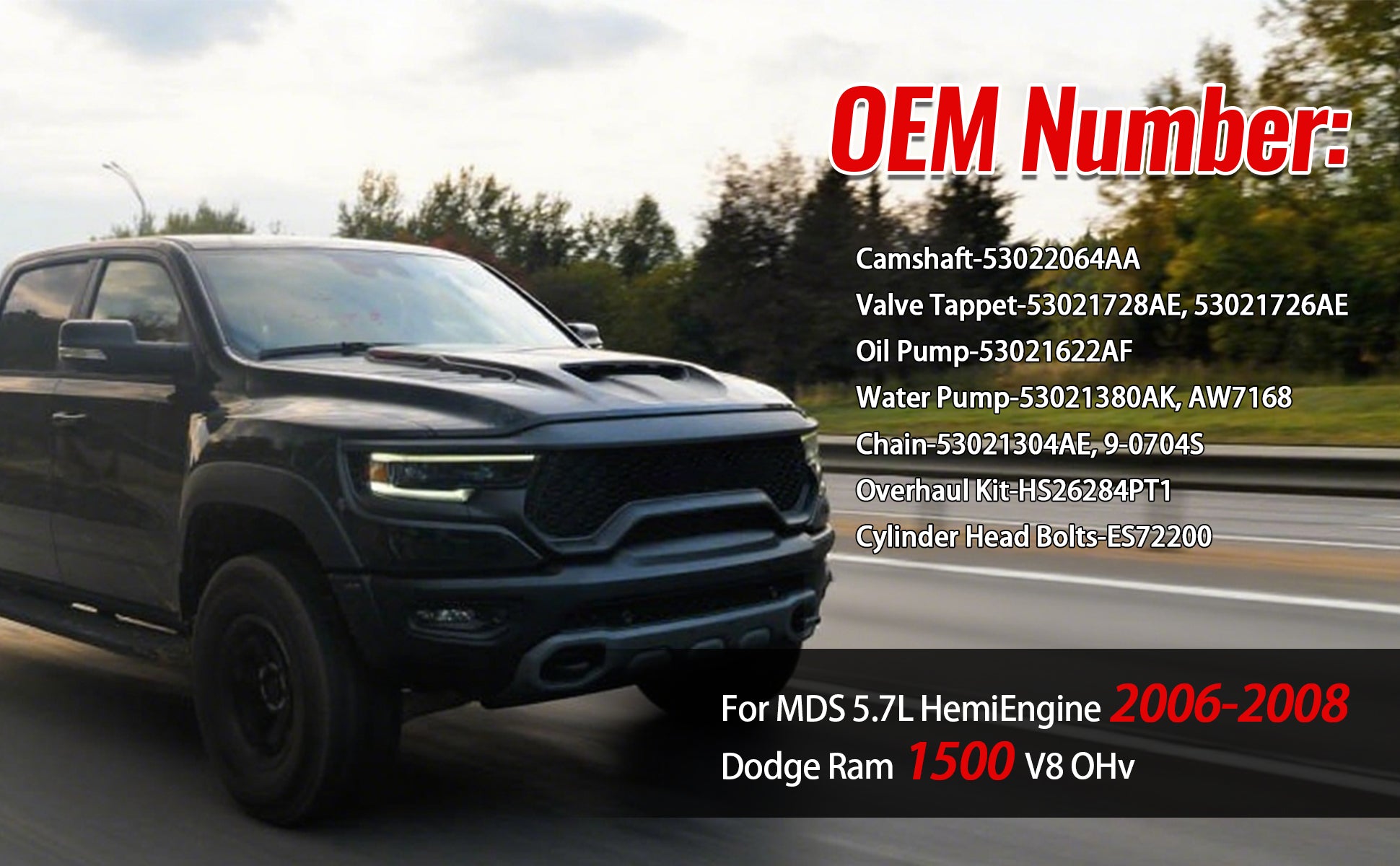 2006-2008 Ram 1500 Pre-VVT 5.7L HEMI V8 Complete Master Kit: MDS Cam, Lifters, Timing & Pumps 技术细节 2