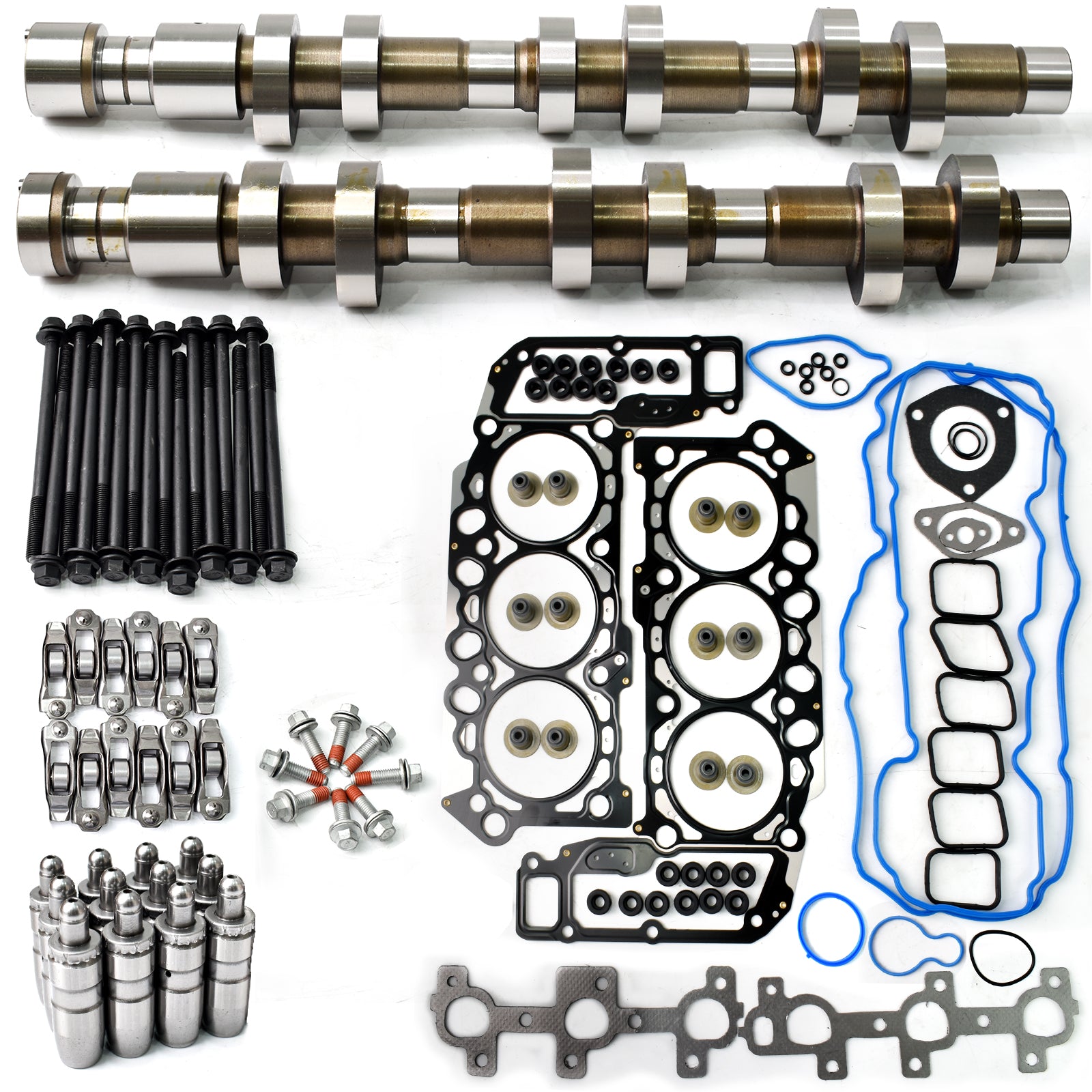 TREXCAR TLZKIT-057 Complete Dodge Jeep 3.7L V6 Engine Rebuild Kit with Left Right Camshafts Lifters and Gaskets
