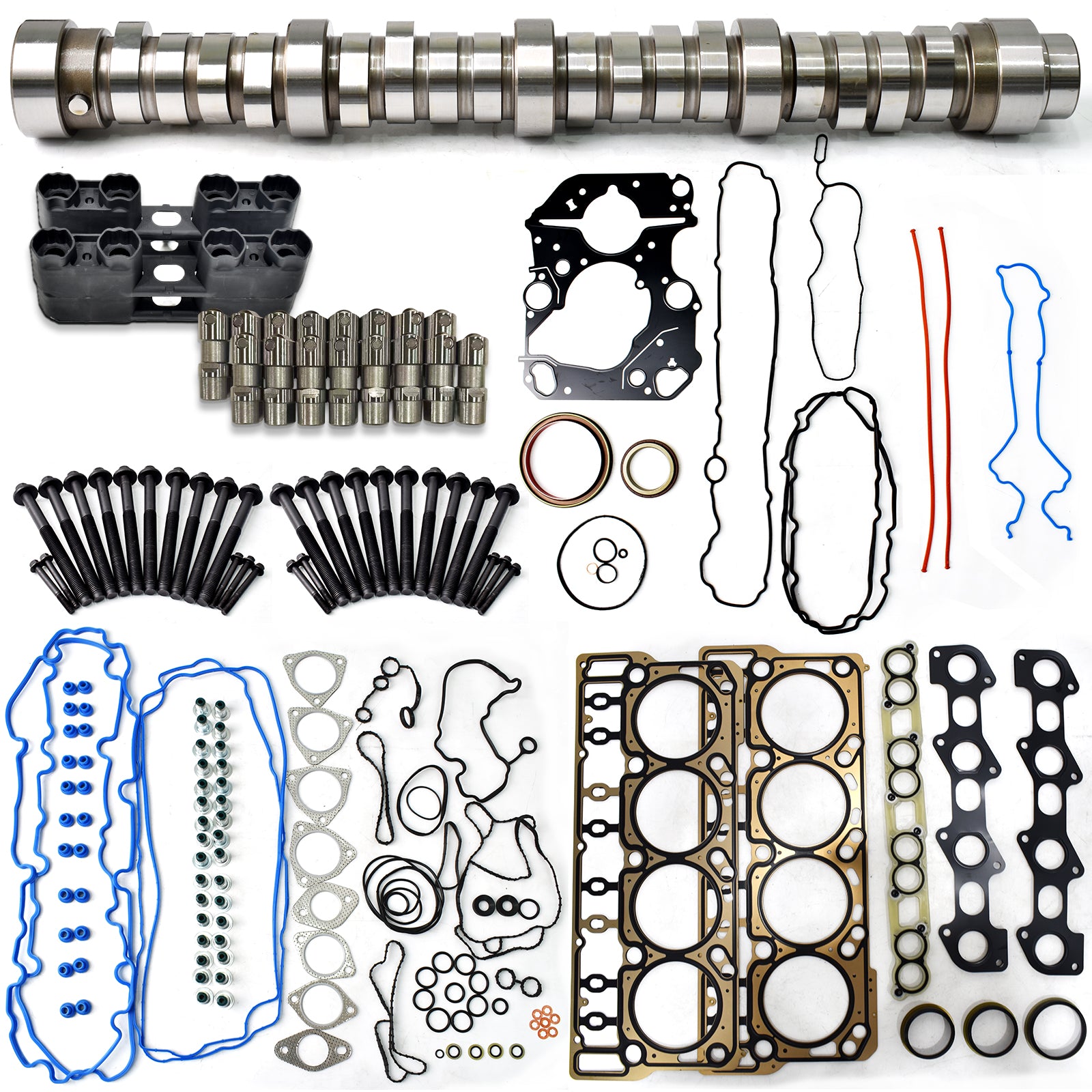 TREXCAR TLZKIT-058 Ford 6.4L Powerstroke Diesel Complete Top-End Rebuild Kit with Camshaft Lifters and Head Bolts