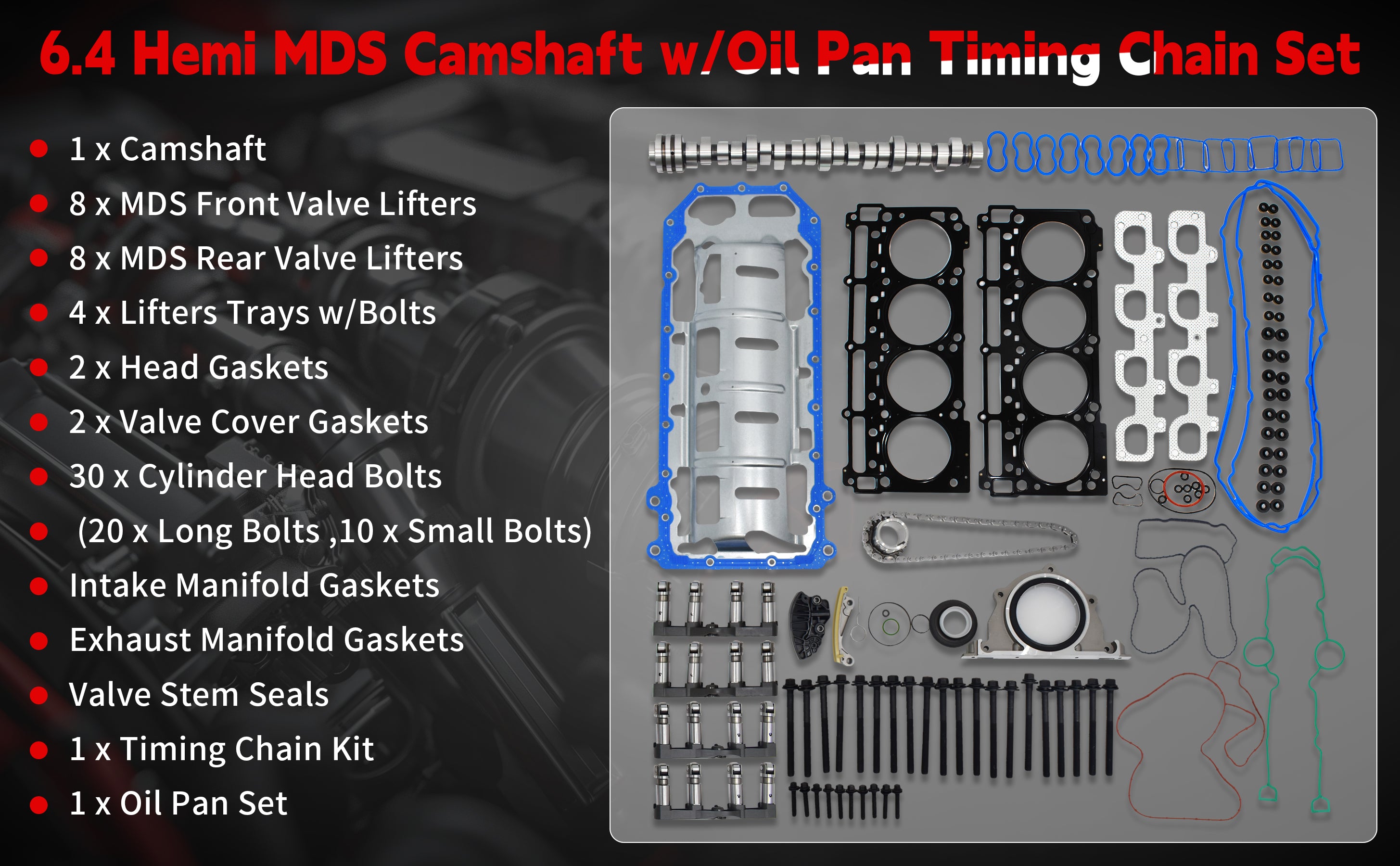 2011-2019 Dodge/Jeep 6.4L Standard HEMI MDS Camshaft & Lifter Kit 技术细节 2